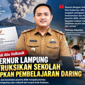 Antisipasi Abu Vulkanik Gunung Anak Krakatau, Pemprov Lampung Terapkan KBM Daring Selama Dua Hari